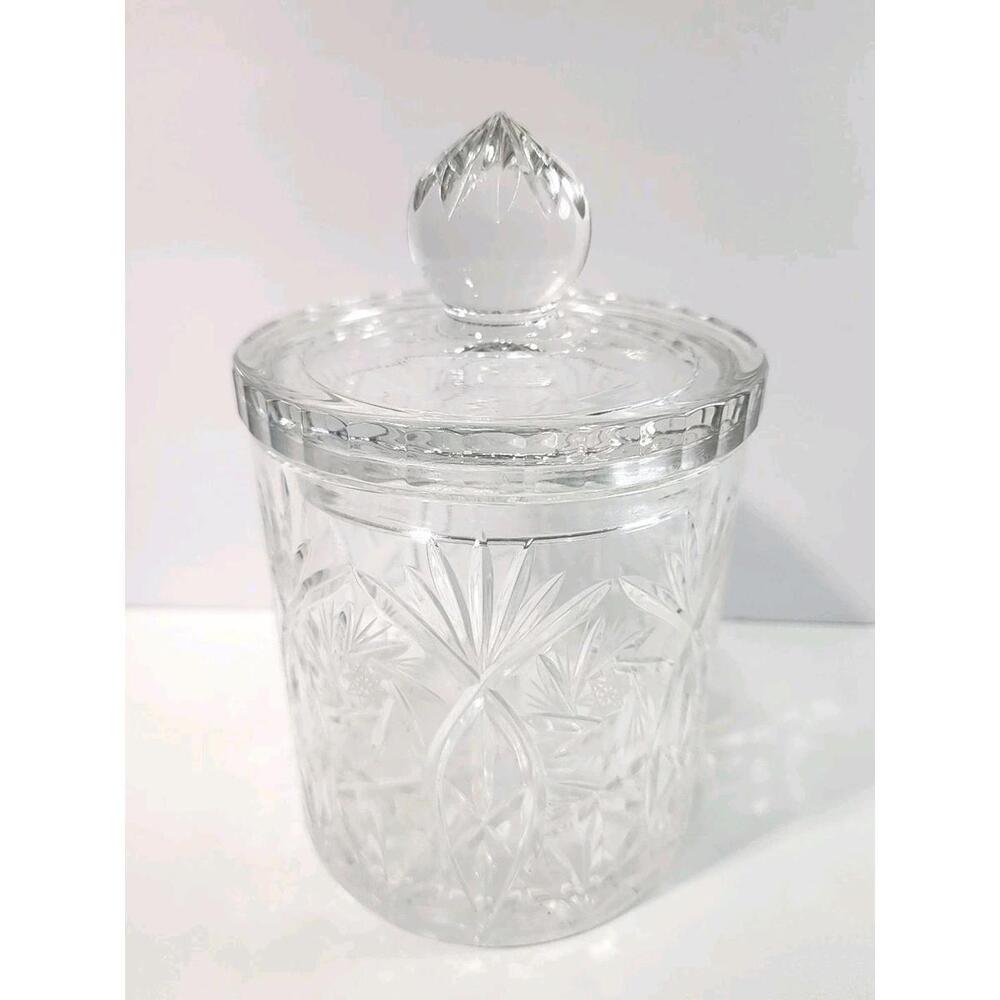 American Brilliant Antique Cut Glass Crystal Jar Spinning Starburst Apothecary